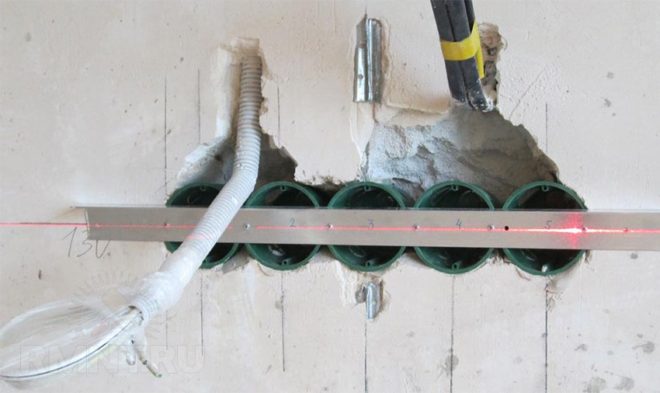 installation of socket boxes by level