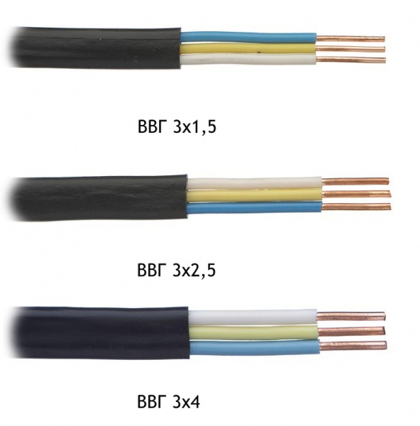 VVG-Kabel aus verschiedenen Abschnitten