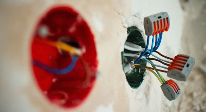 connection of wires with terminal blocks in the junction box