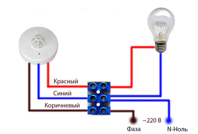 diagrama de conectare a senzorului de mișcare