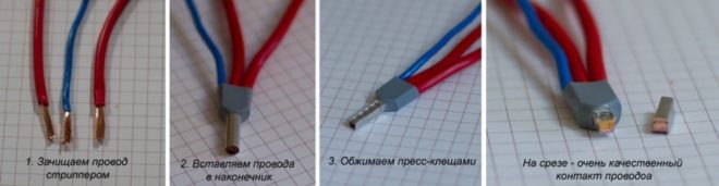 Connection of wires in a sleeve