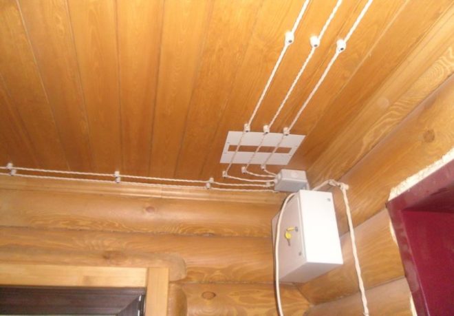 Open wiring in a frame house