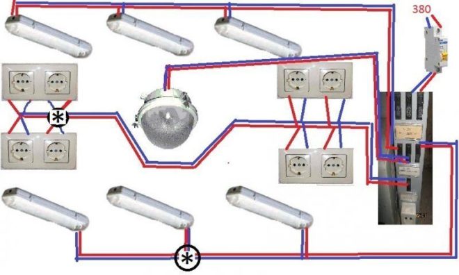 Schematic diagram of the garage wiring