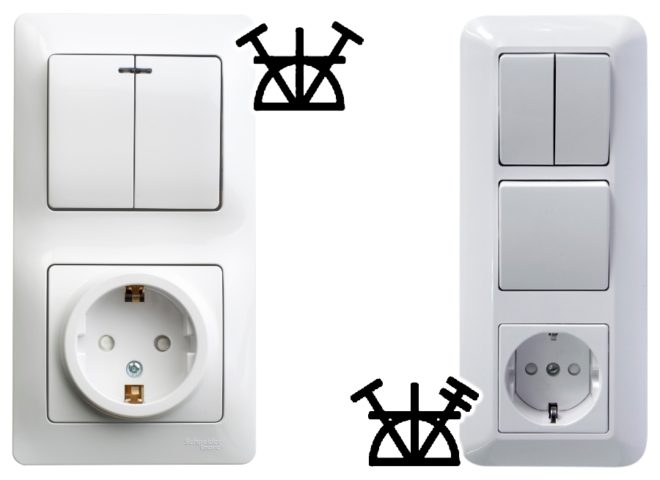 Units with one and two-button switches and earthing