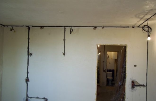 Photo of electrical wiring in the room