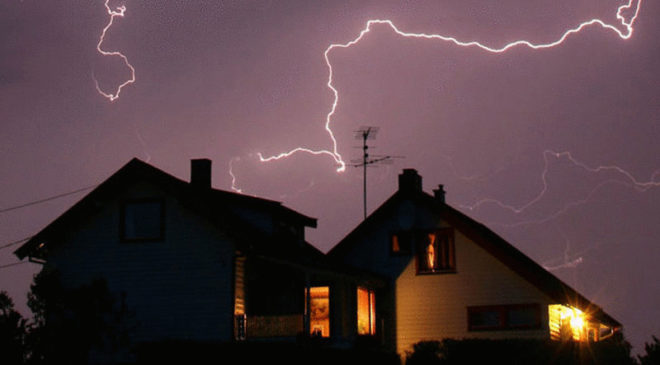 Lightning struck a lightning rod