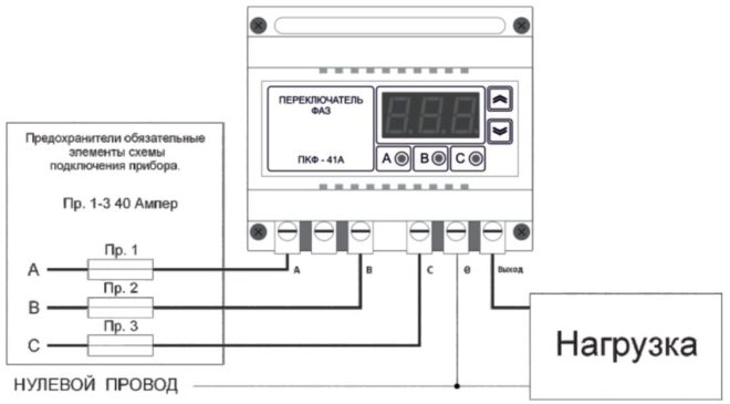 Phase switch connection example