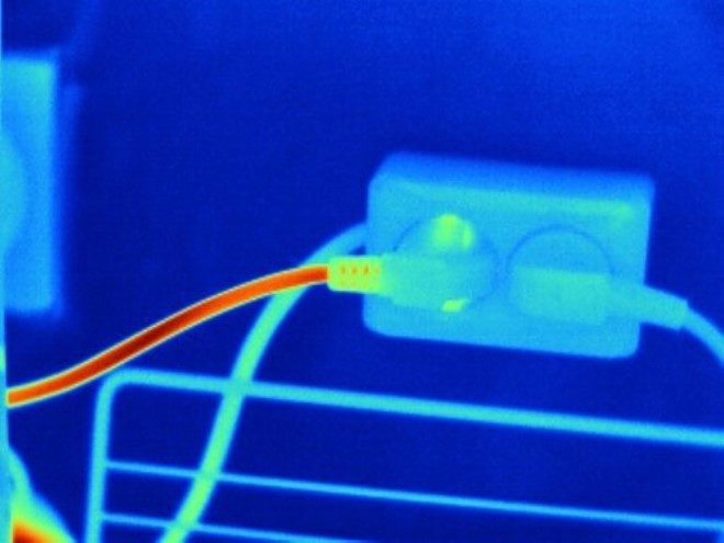 Thermal snapshot of a working electrical wiring